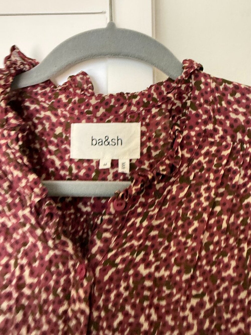 ba&sh Paris Pabi Printed Ruffle Collar Blouse